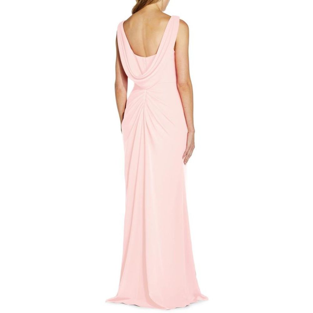 Adrianna Papell Womens Pink Crepe Drape-Back Formal Evening Dress Gown NWT - Picture 2 of 2